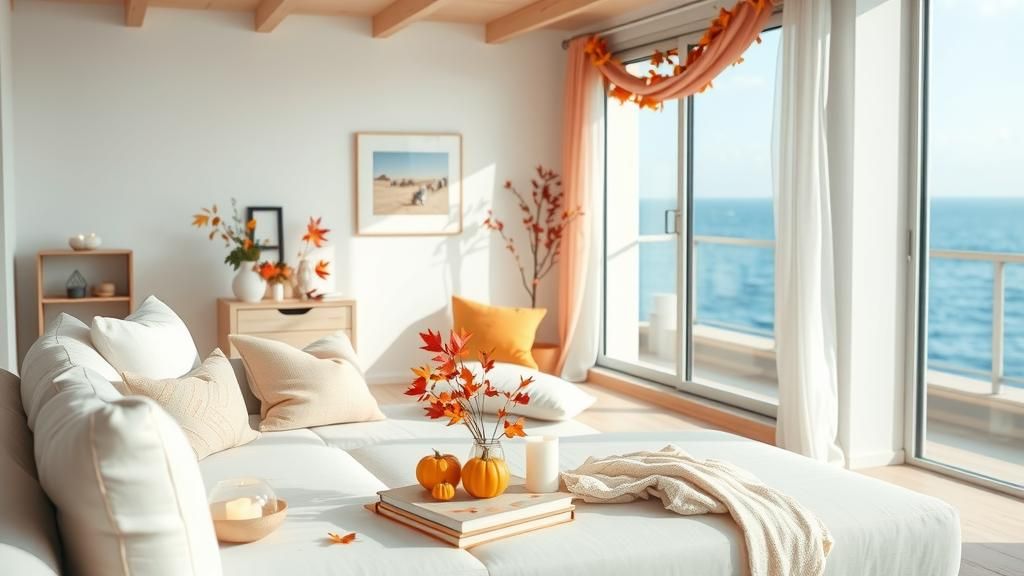 Cozy Minimalist Living Room with Autumn Decor