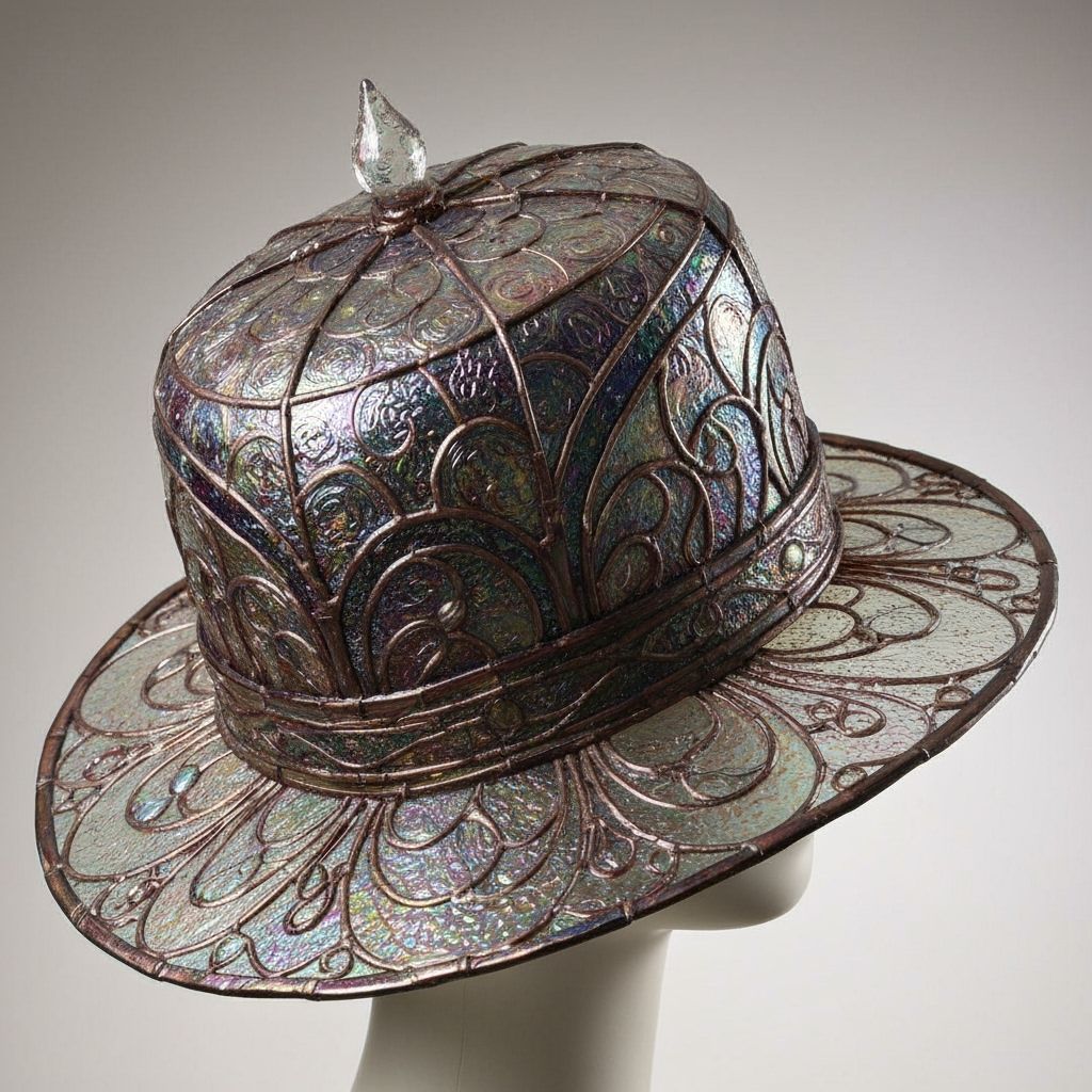 Iridescent Glass Hat in Art Nouveau Style
