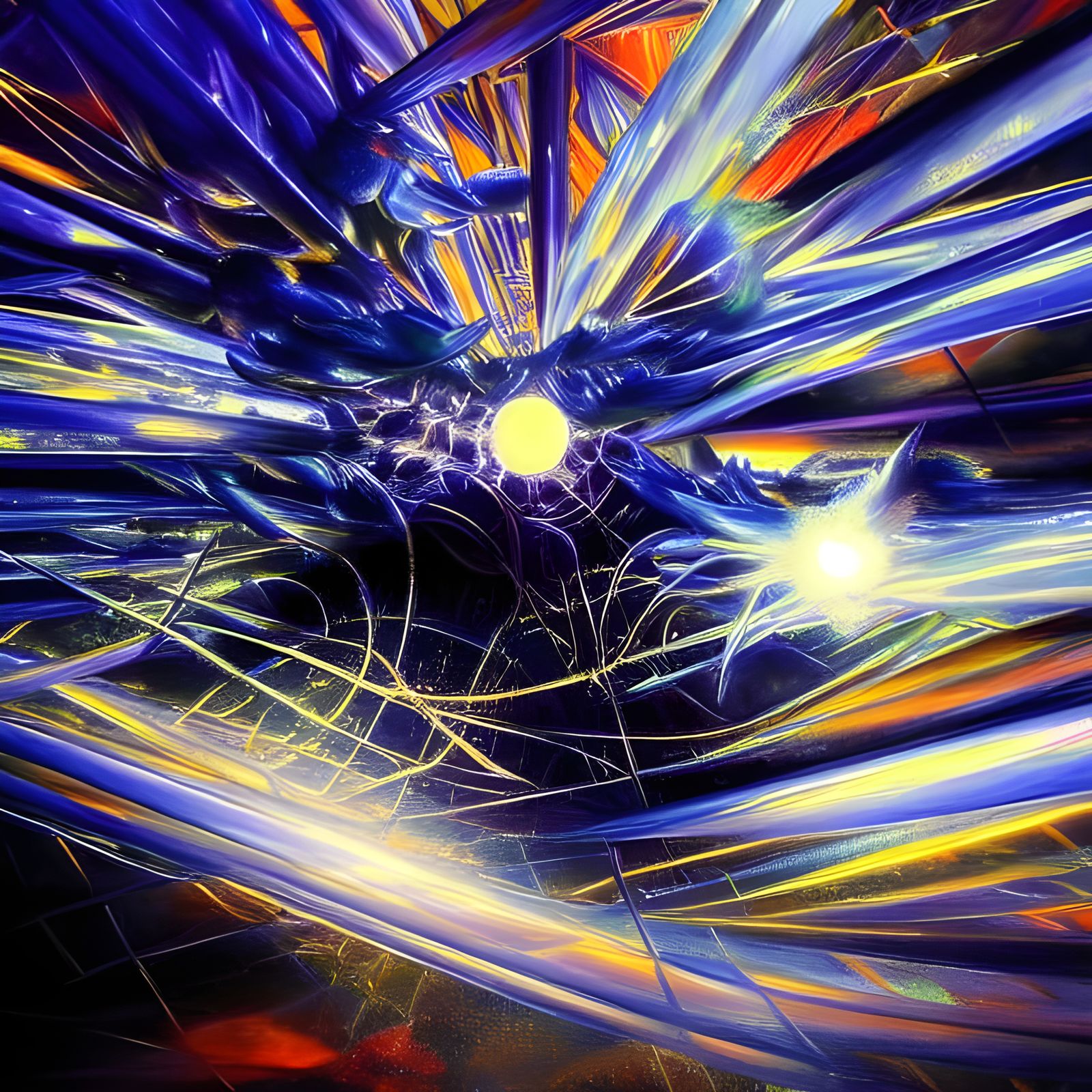 Dreamlike Night World in Hyperreal Abstract Painting