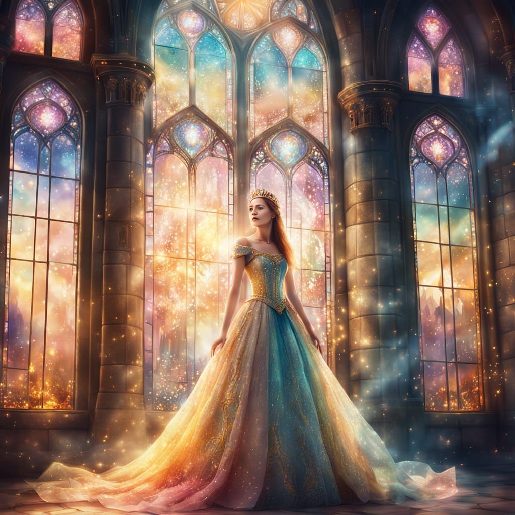 Whimsical Princess in Mystical Tower, Fantasy Art