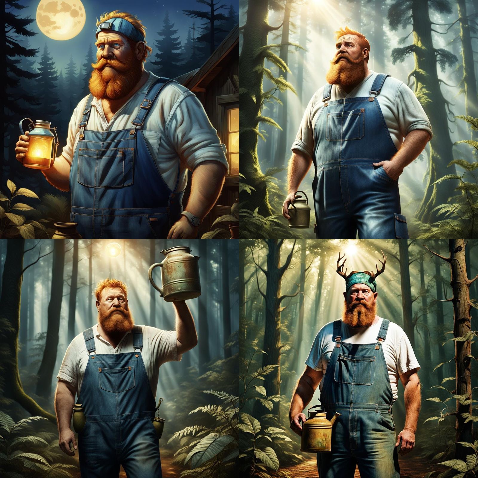 Redneck with Moonshine Jug, Detailed Matte Painting