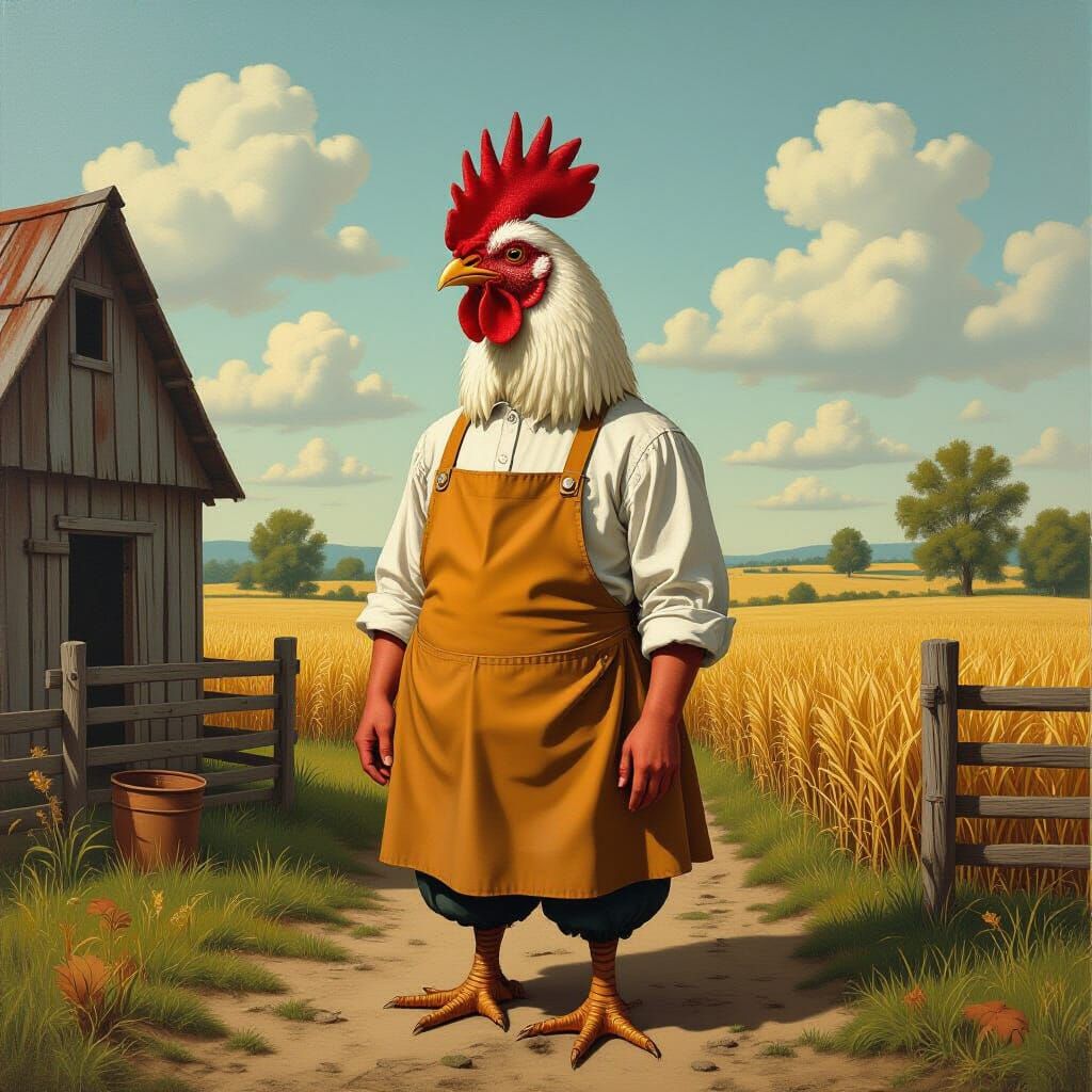 Surreal Headless Chicken on a Farm