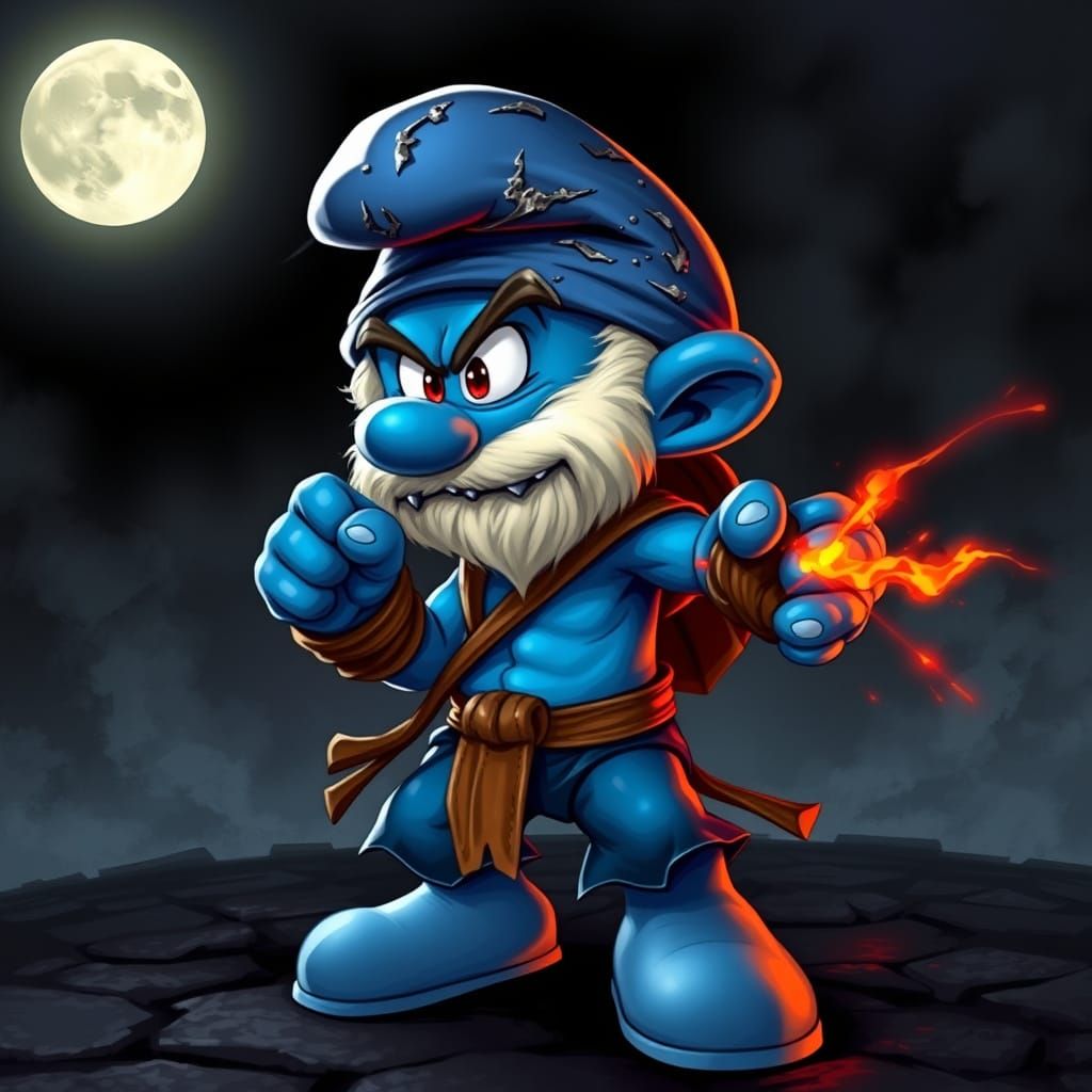 Smurf Warrior in Mortal Kombat Style