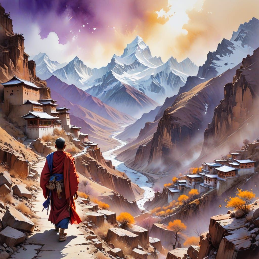 Breathtaking Himalayan Desert Landscape at Dawn