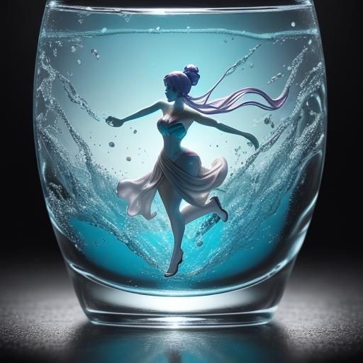 Anime Summer Girl Figurine in Cocktail Glass