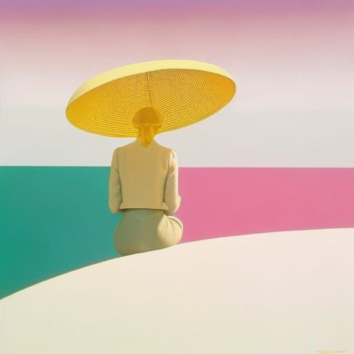 Woman on Park Bench in Magical Realism Style