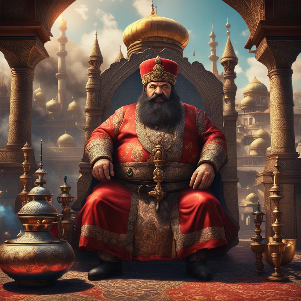 Humorous Turkish Sultan in Akira Art Style