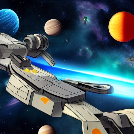 Intense Space Battle Scene