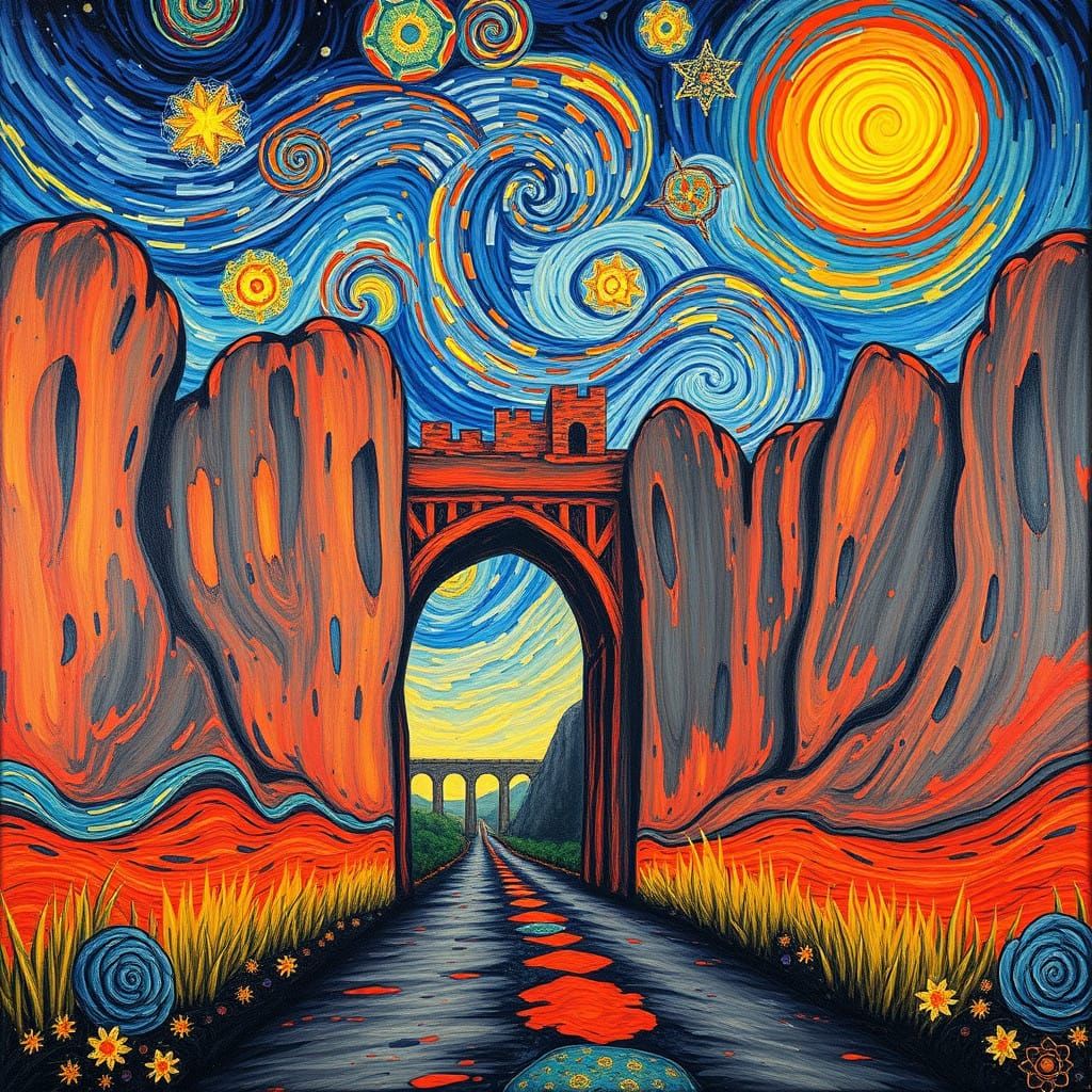 Gates of Mordor in Post-Impressionist Style