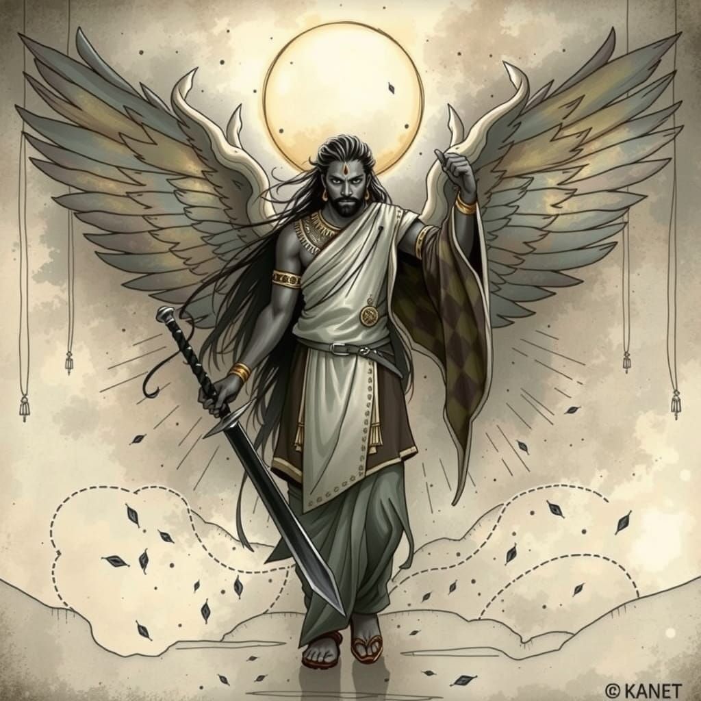 Warrior of dawn in ink's embrace