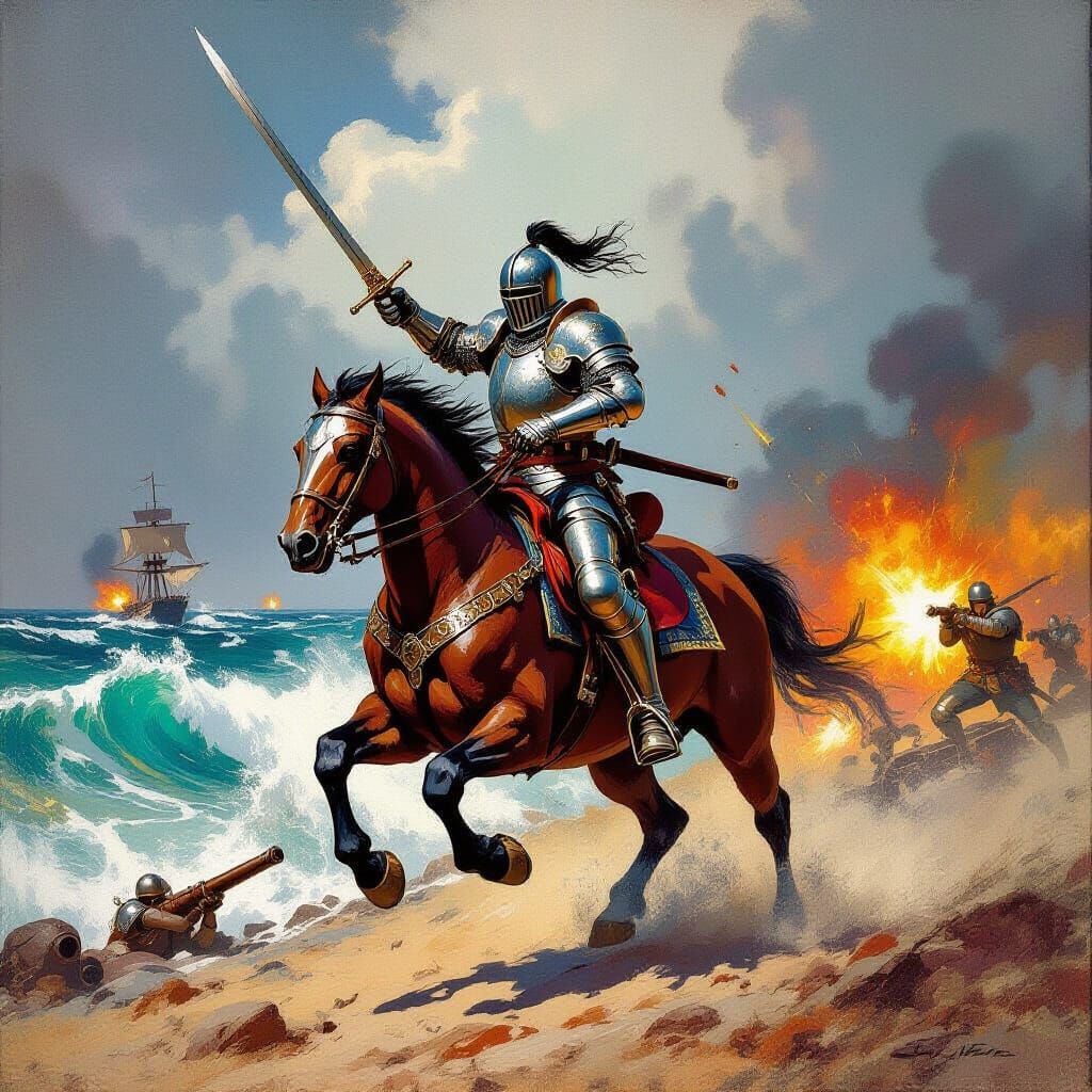 Knight's Charge in Sabers Bay: A Fantasy Battle