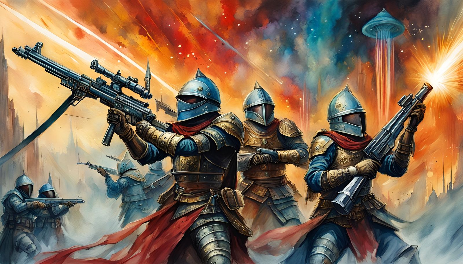 Medieval Soldiers in Sci-Fi Battle, Lyrical Abstraction