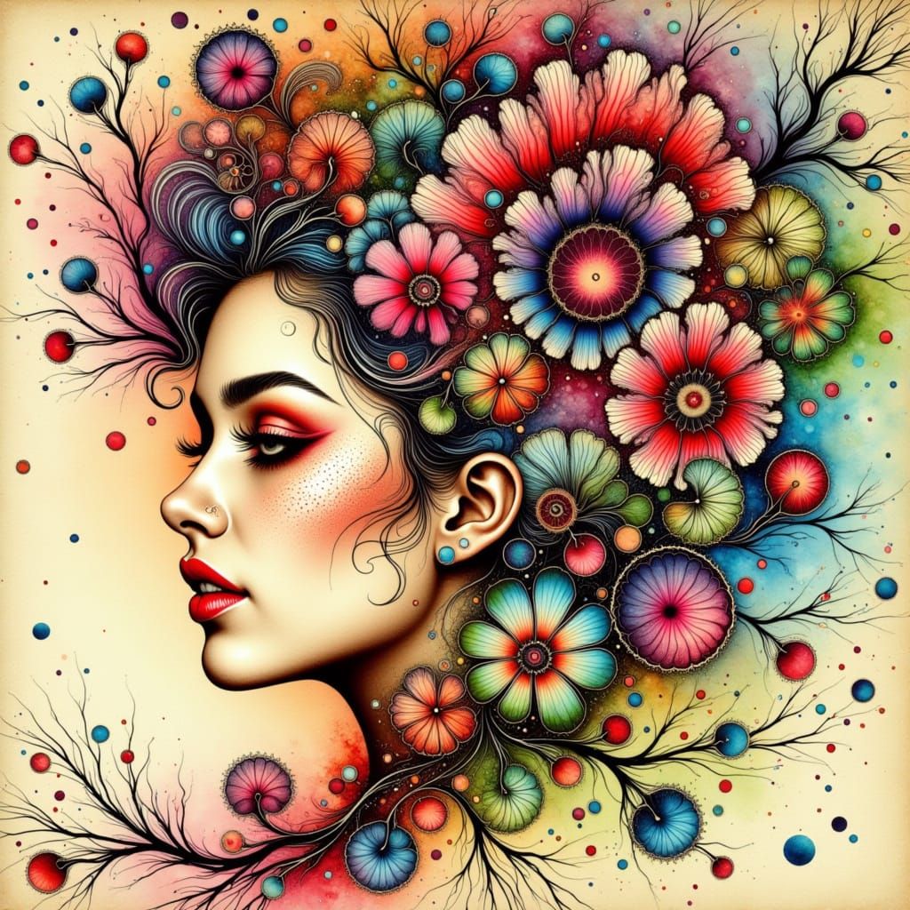 Sensual Pin Up Model in Whimsical Geshia Art Style