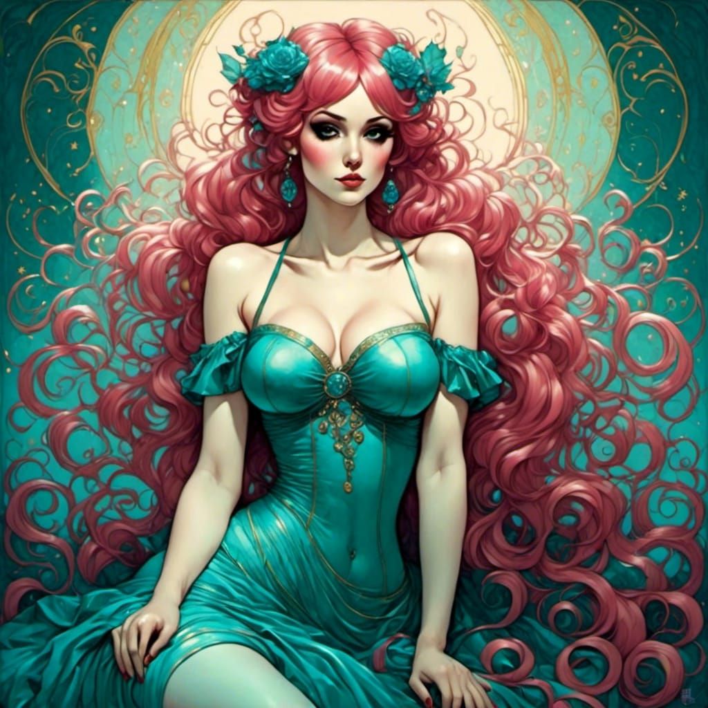 Mystical Elf Fairy in Psychedelic Burlesque Style