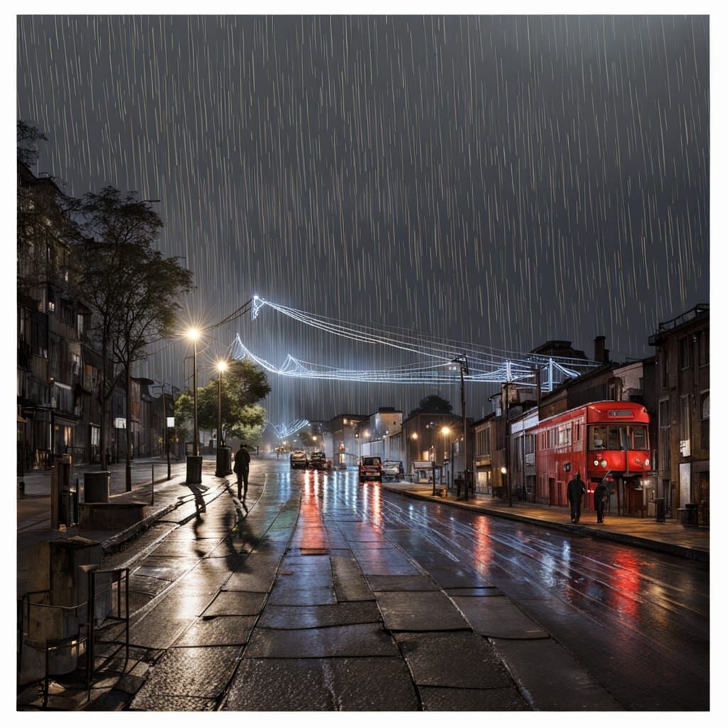 Elderly Man Skydiving on a Rainy Night