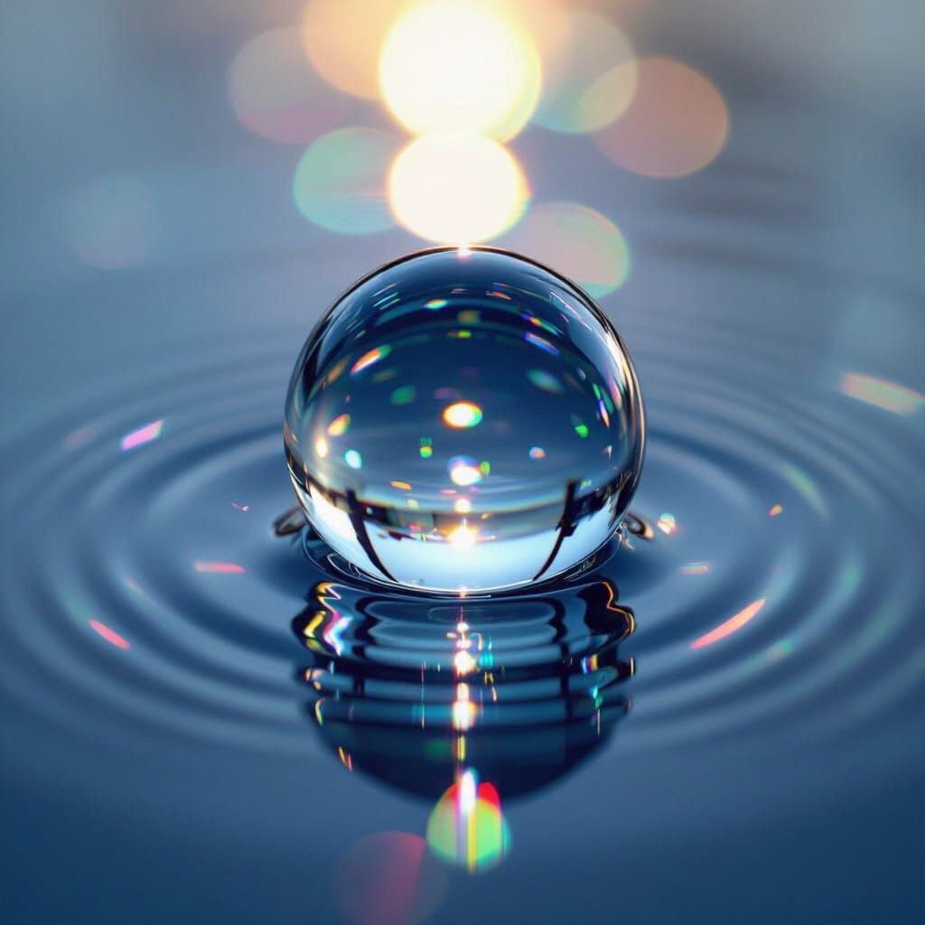 Macro Water Drop Reflection with Kaleidoscopic Colors