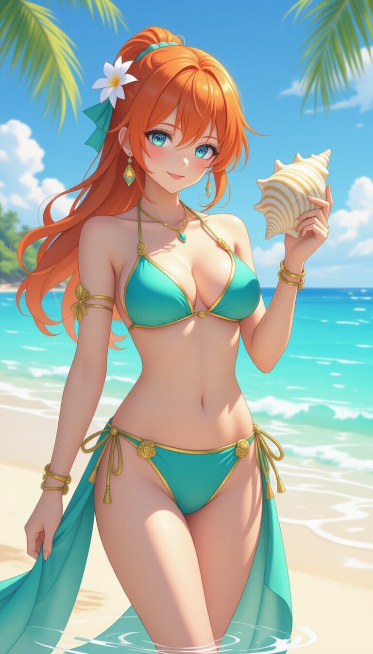 Nami in Turquoise Bikini on Tropical Beach