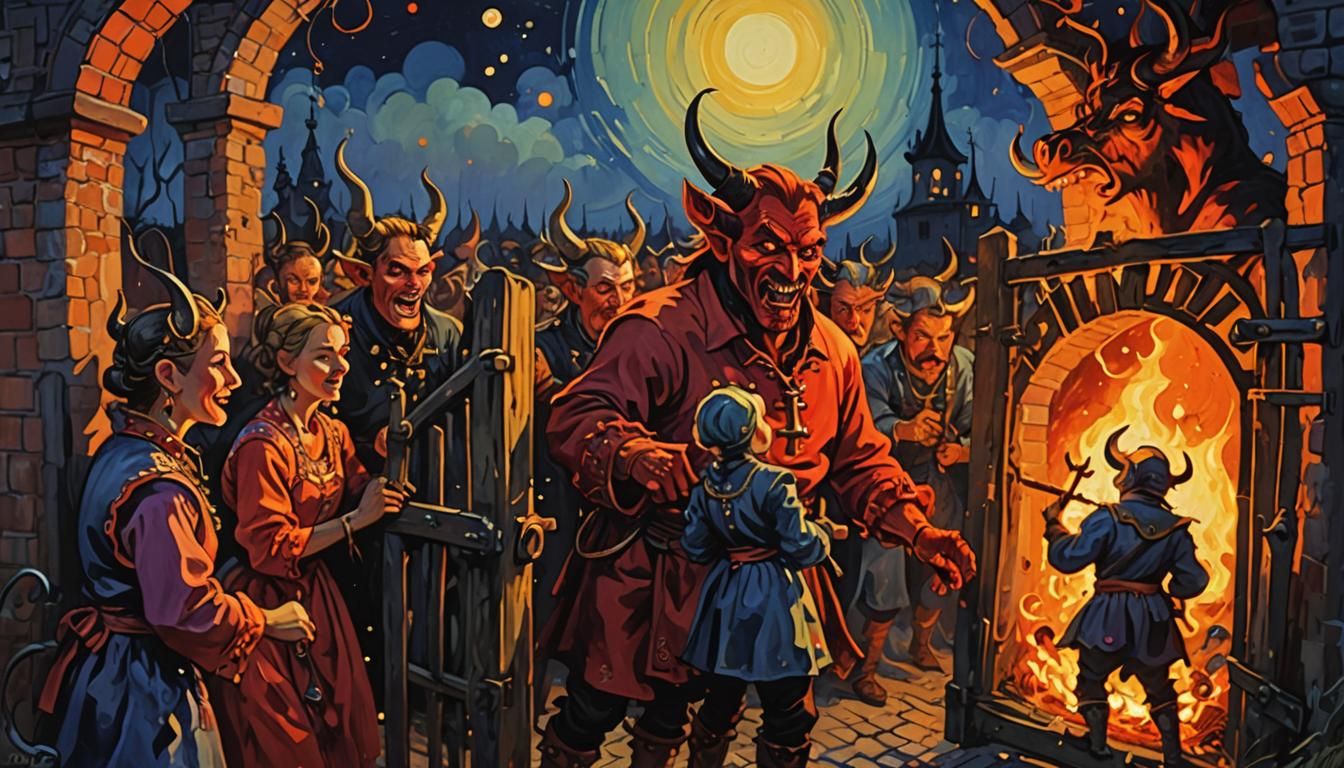 Folklore Painting of Cossacks with Fauvist Brushstrokes