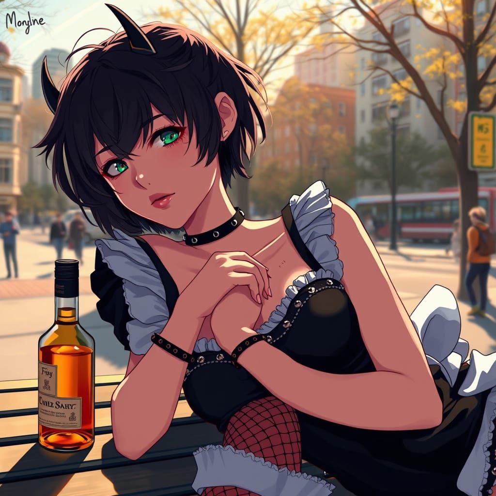 Mysterious Emo Woman in Edgy Urban Setting