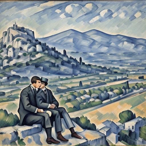 The Kiss: A Cézanne-esque Interpretation