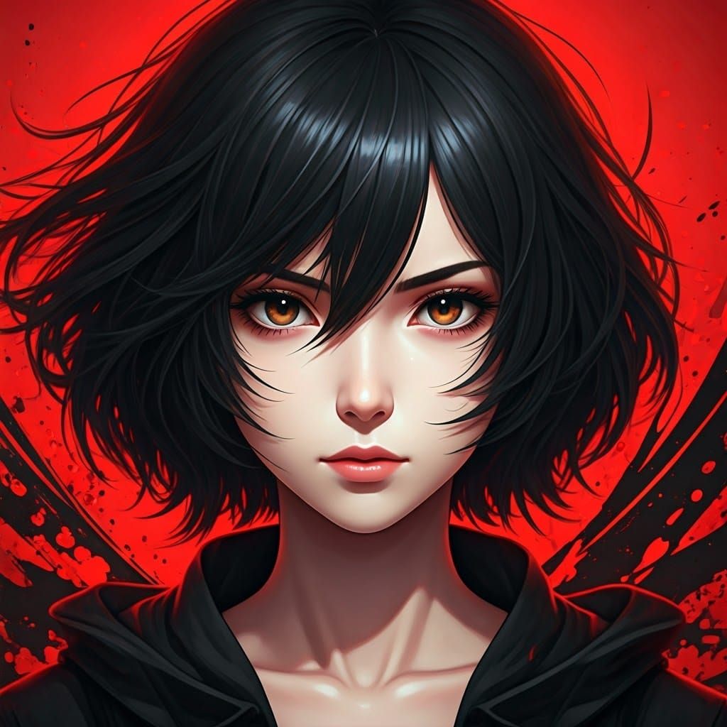 Vibrant Anime Beauty in Street Art Style