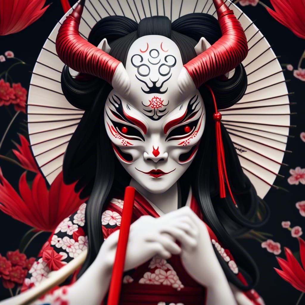 Izanami Goddess of Demons with Hannya Mask