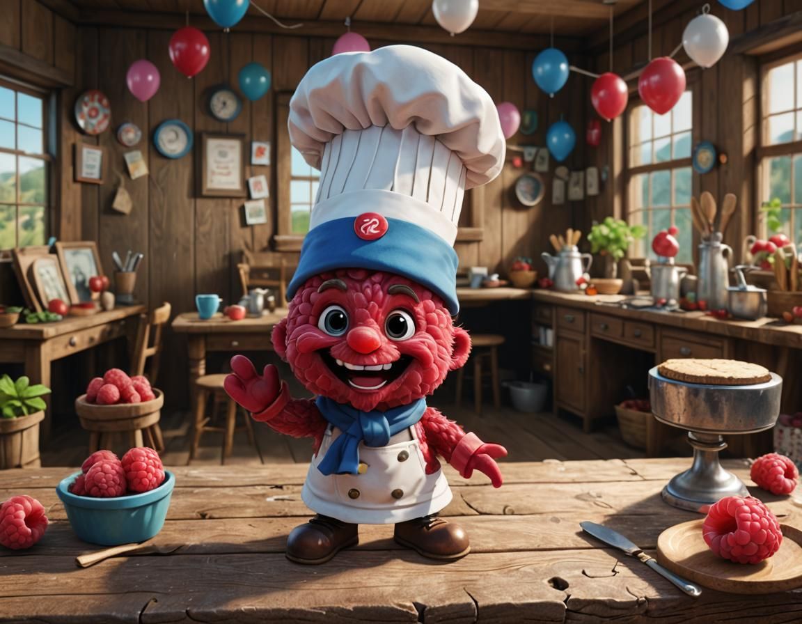 Chibi Raspberry Chef Celebrates Birthday in Hyperrealism