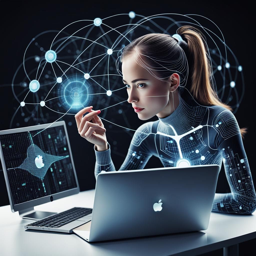 Woman Analyzing Data on Apple Computer