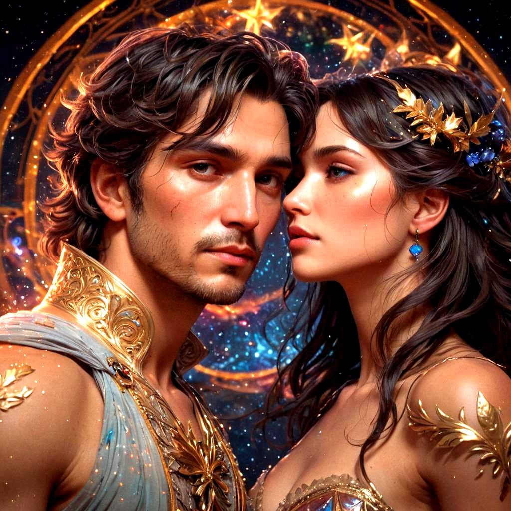 Twin Flames Portrait in Digital Art Style