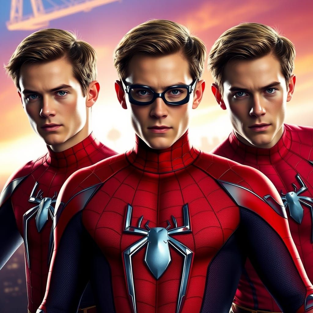Spider-Man Trio: A Hyperrealistic Concept Art Illustration
