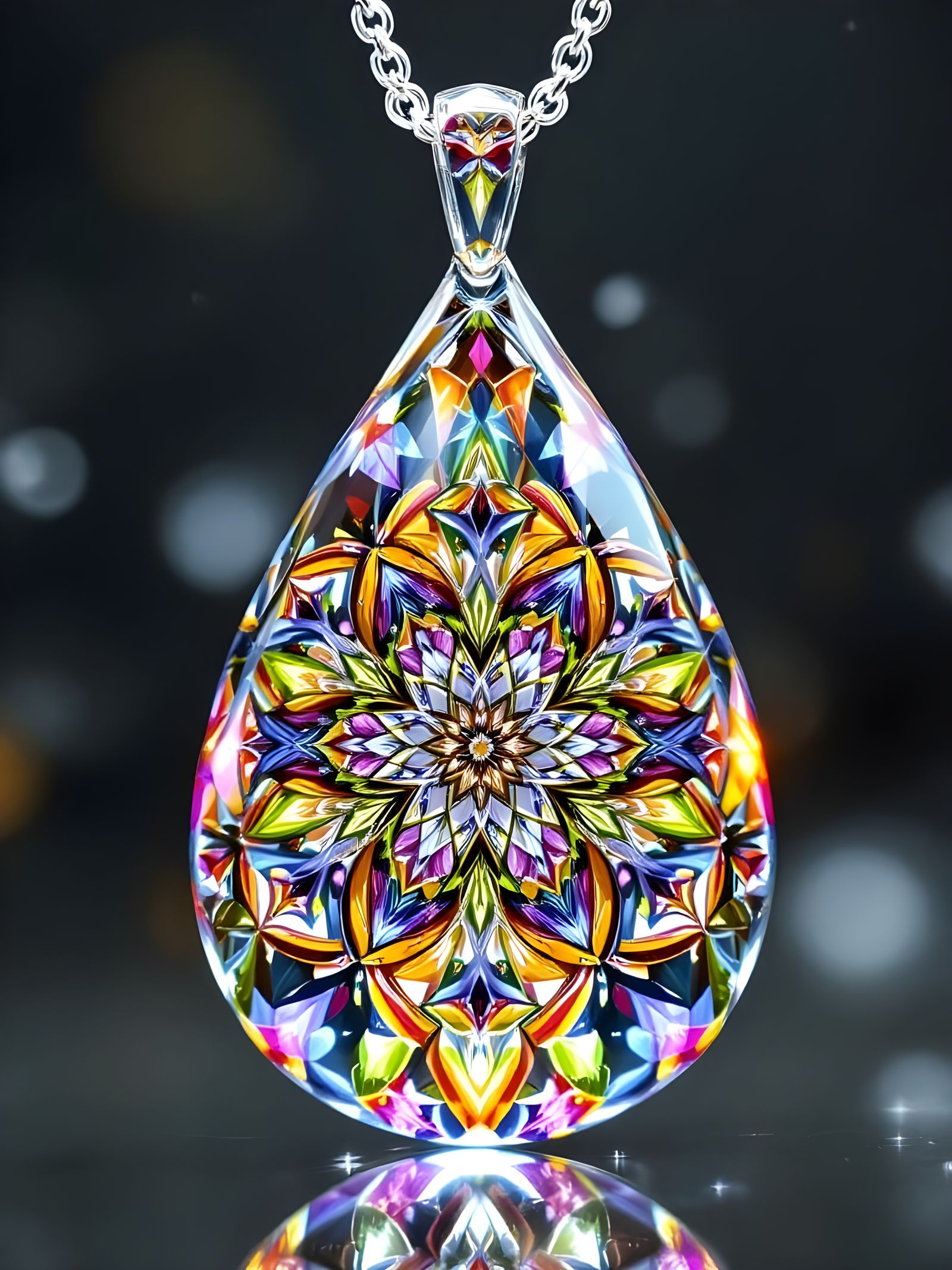 Kaleidoscope Raindrop Pendant: Futuristic Crystal Reflection