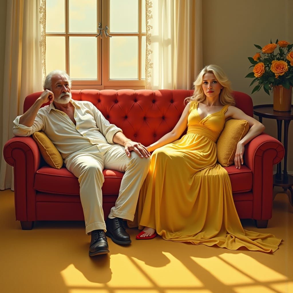 Elegant Couple in Art Nouveau Style