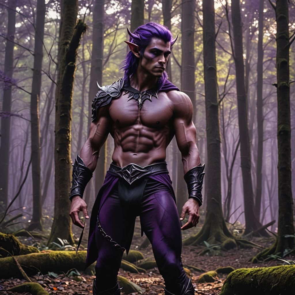 Fierce Shadow Elf in Mystical Forest
