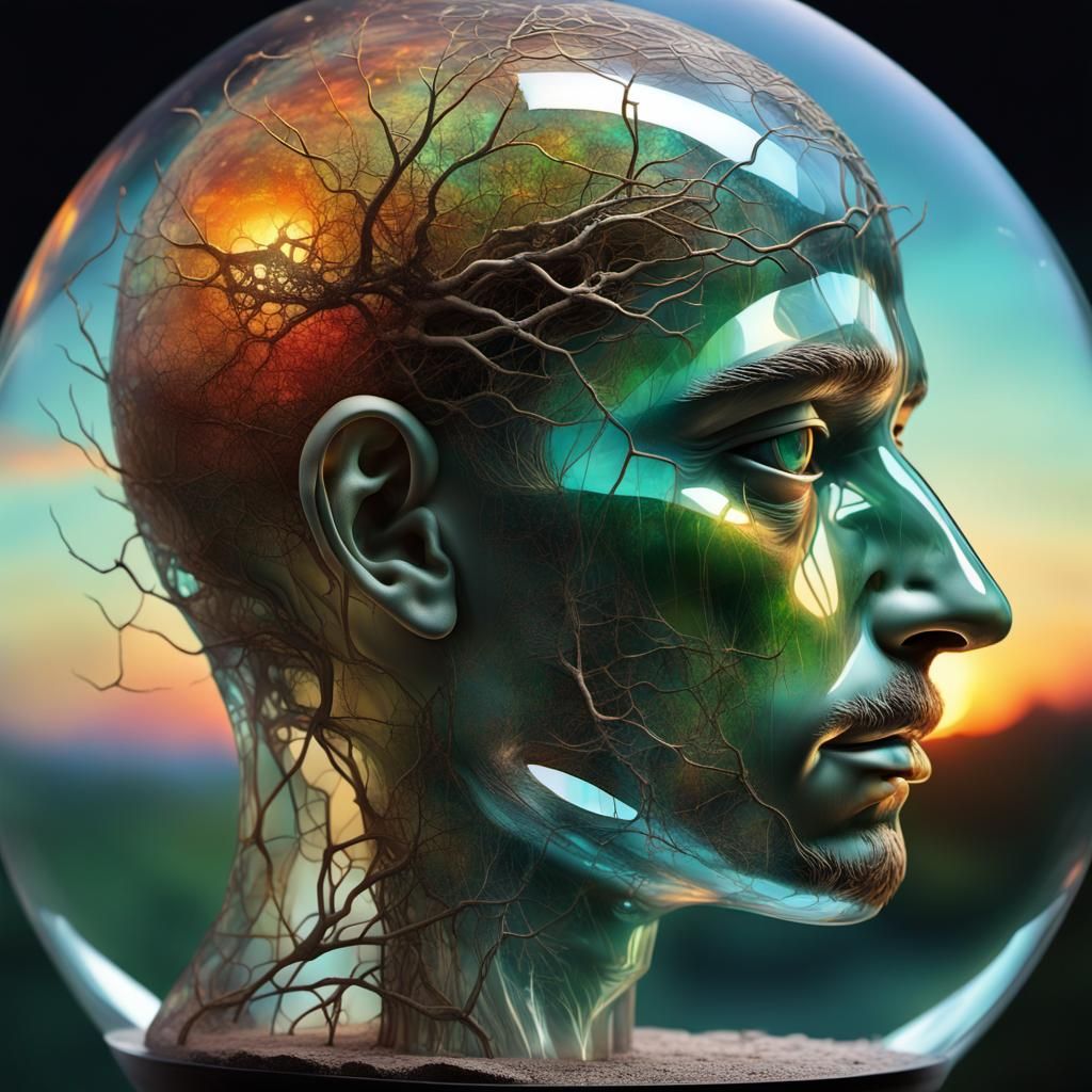 Glass Head Meadow with Holographic Cracks