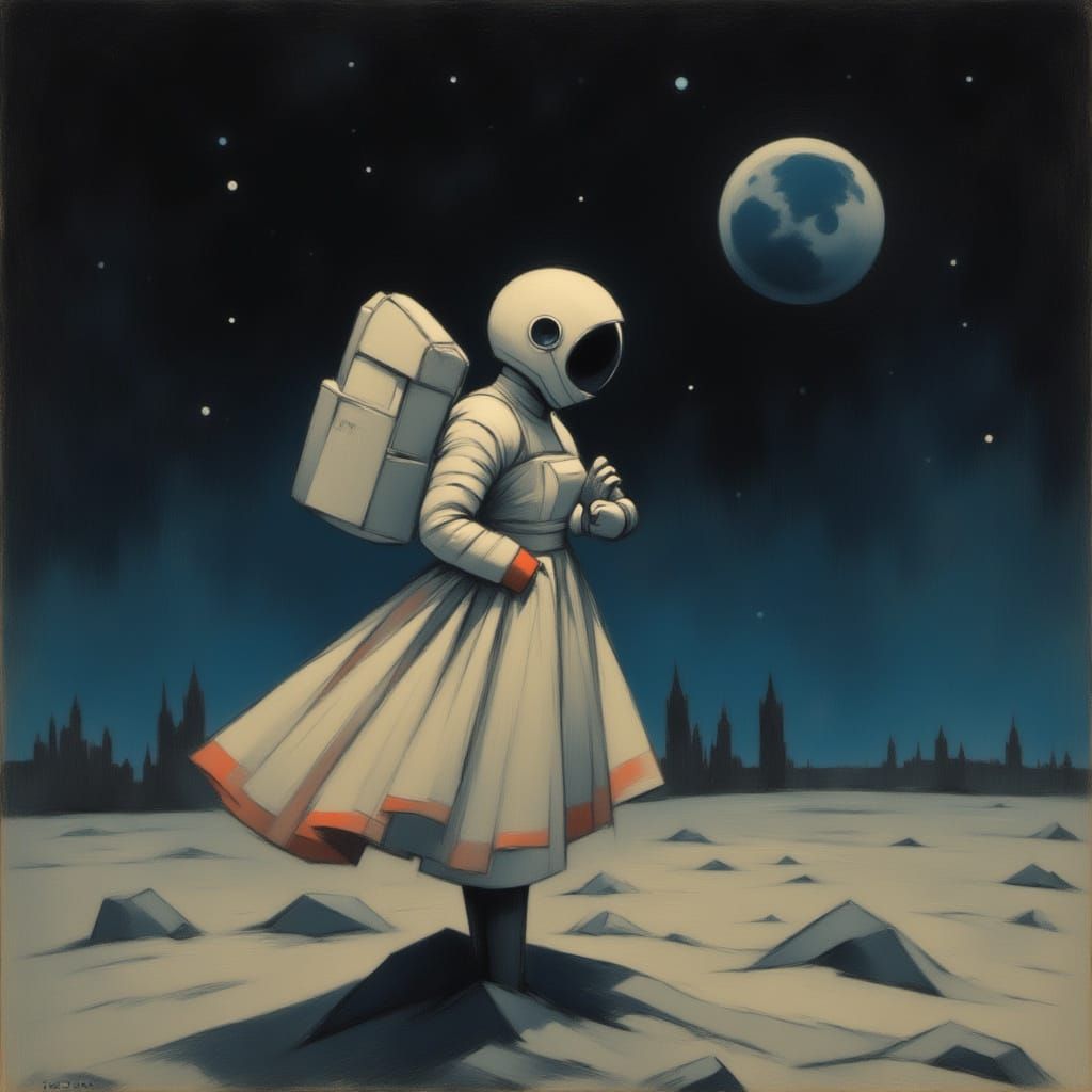 Astronaut Lady in Evening Dress