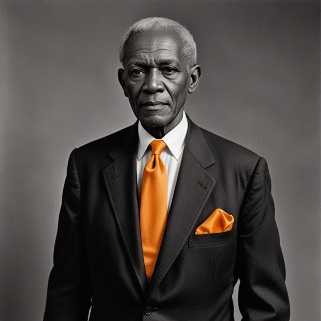 Monochrome Portrait with a Dash of Orange