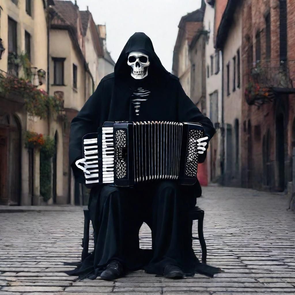 Grim Reaper Plays Accordion in the City