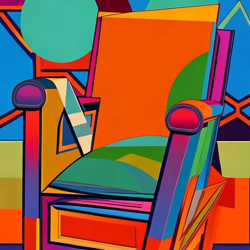 Cavoodle Nap on Antique Chair, Cubist Art Deco Painting