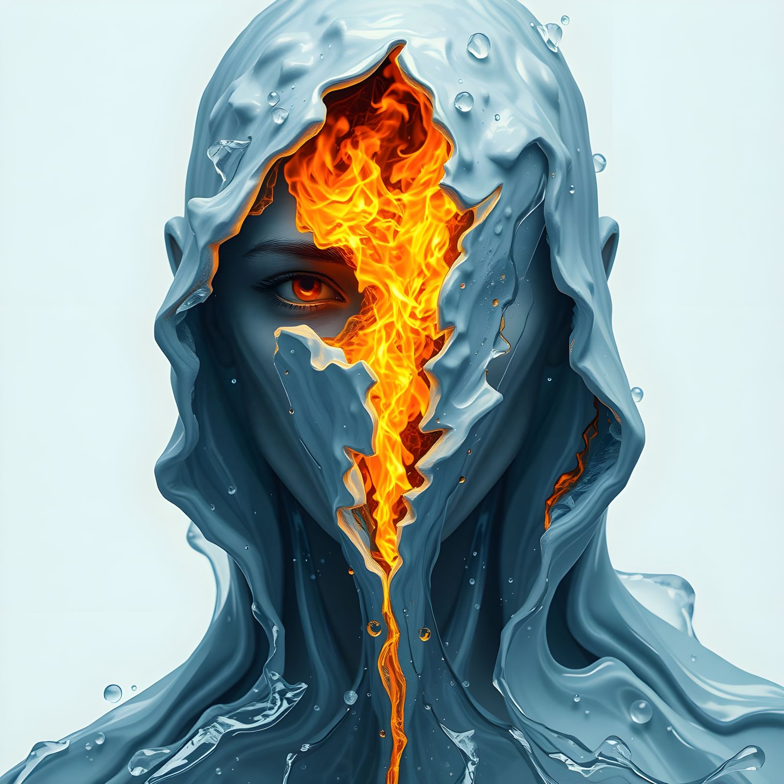 Ice Figure Unveils Inner Fire Core