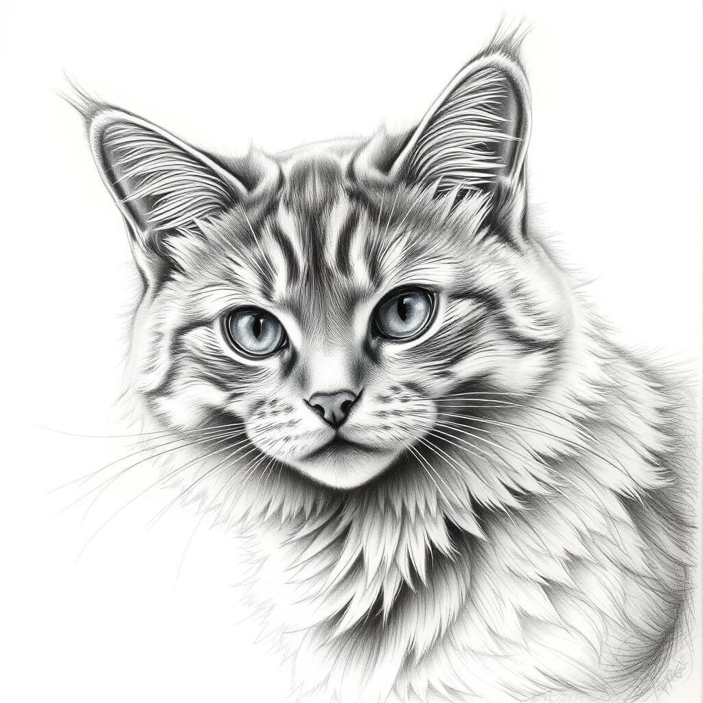 Wildlife-Inspired Realistic Cat Portrait in Intricate Detail