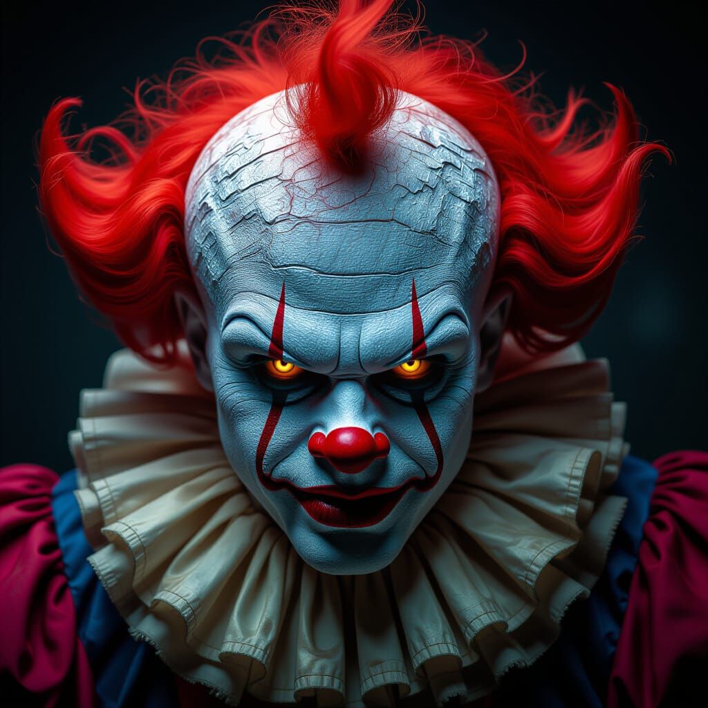 Hyperrealistic Clown with Hellishly Evil Soul