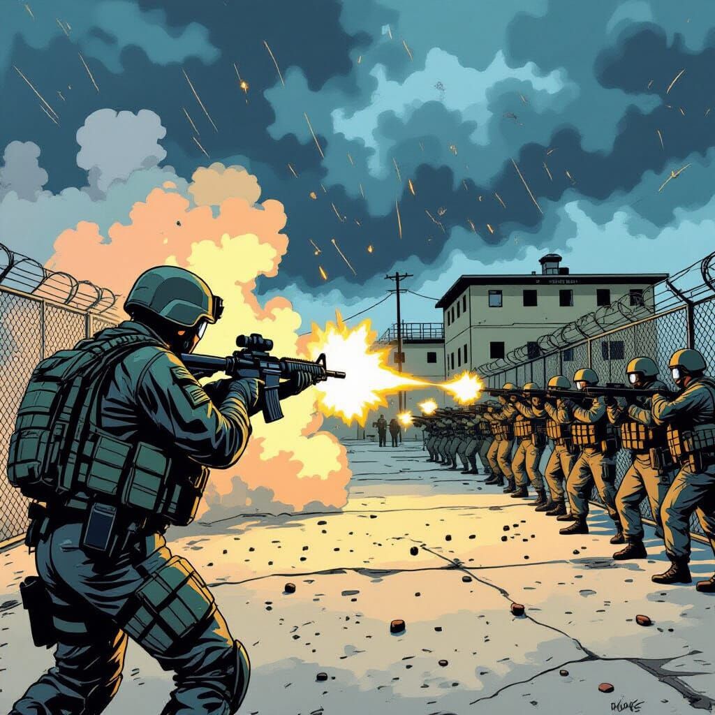 National Guard Fires Rubber Bullets in Chaotic Prison Scene