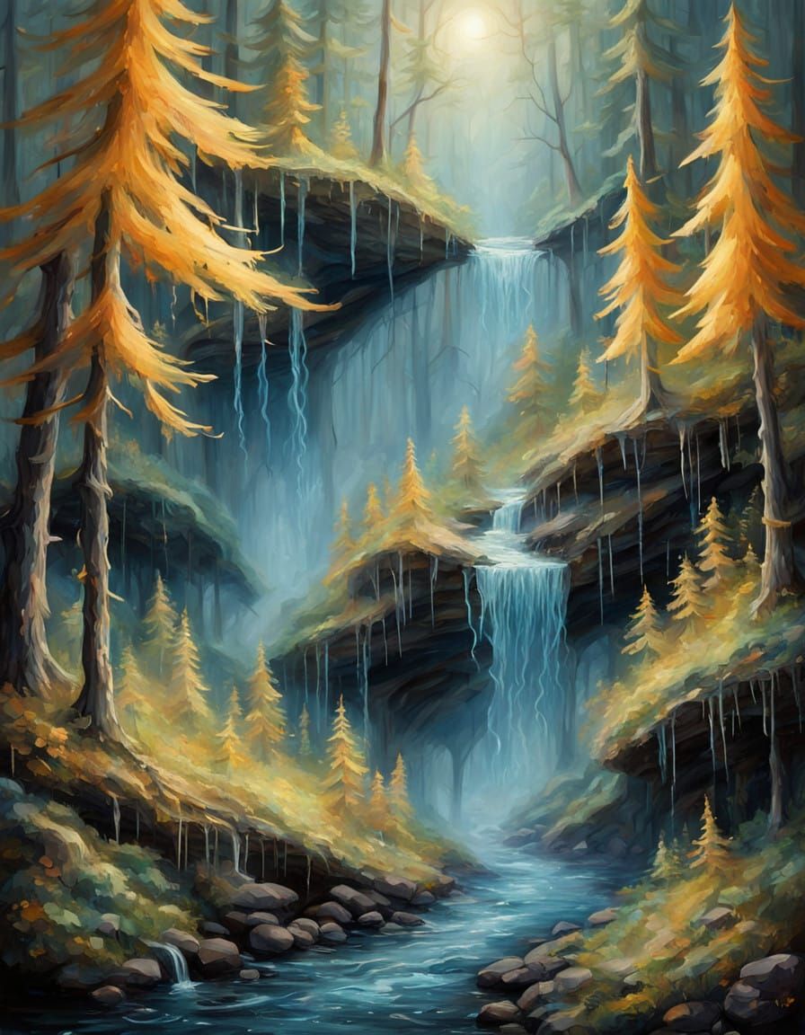 Vivid Impasto Dreamscape with Whispers of Haunted Woods