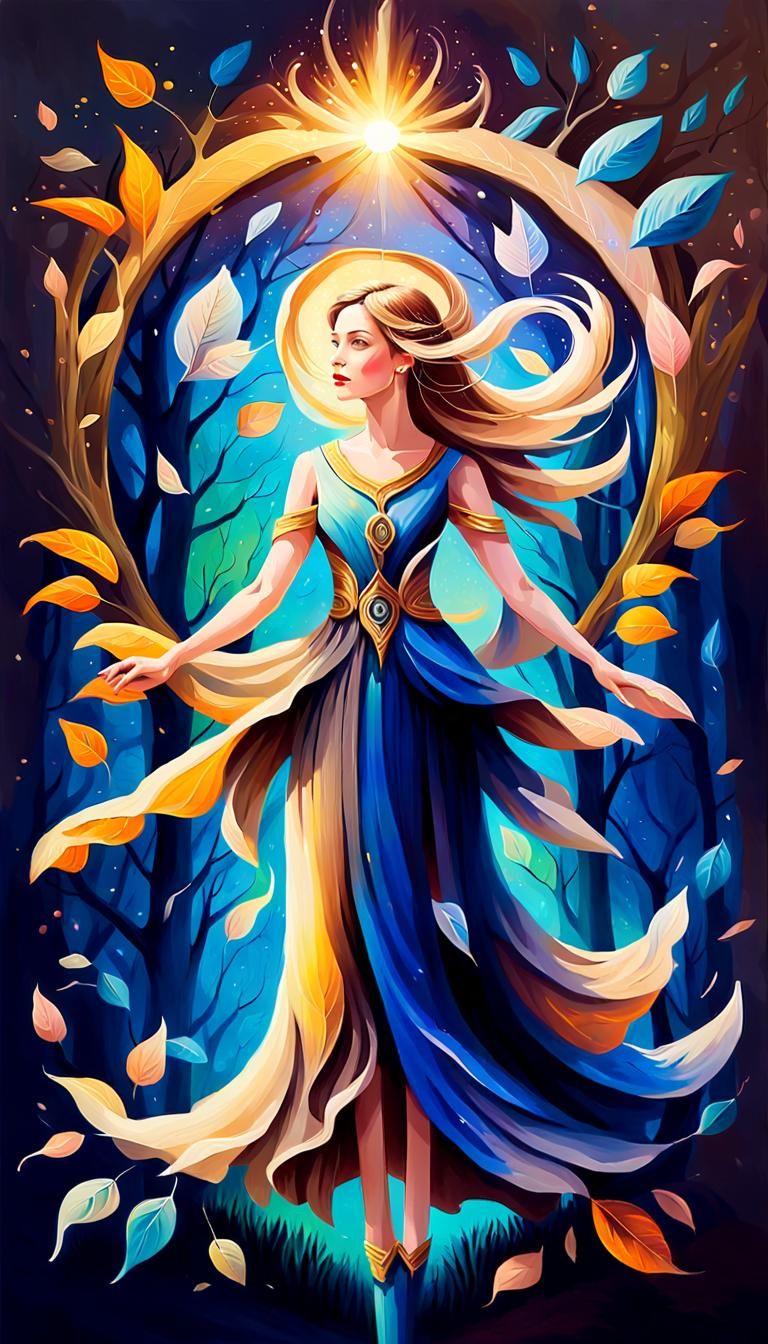 Lady in Garden: Vibrant Oil Painting