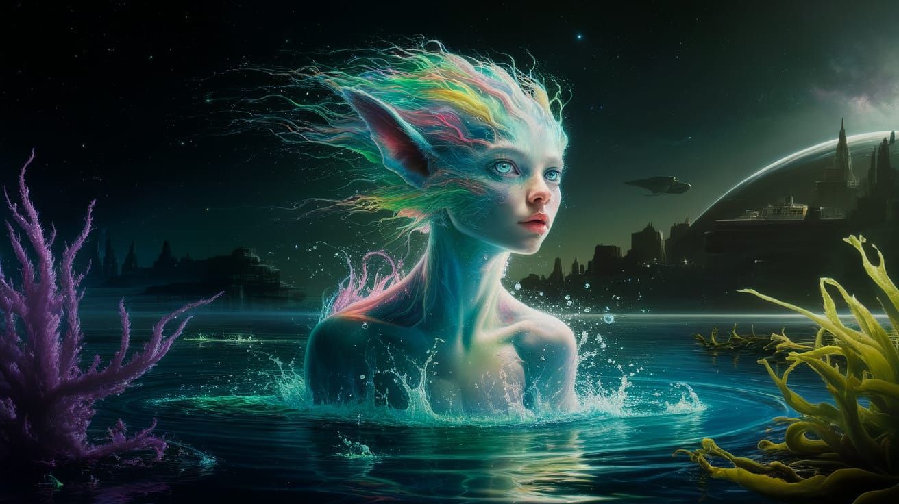 Ethereal Water Fairy in Cosmic Utopia