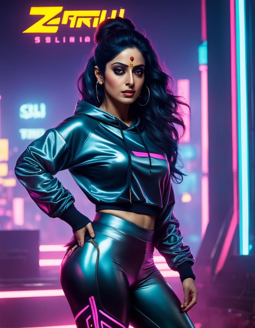 Goddess in Cyberpunk Style with Neon Lighting