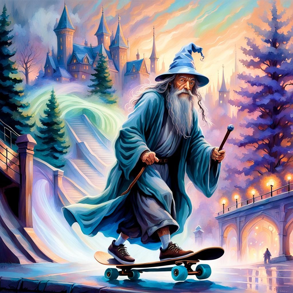 Gandalf Shreds at the Skatepark: Ethereal Fantasy