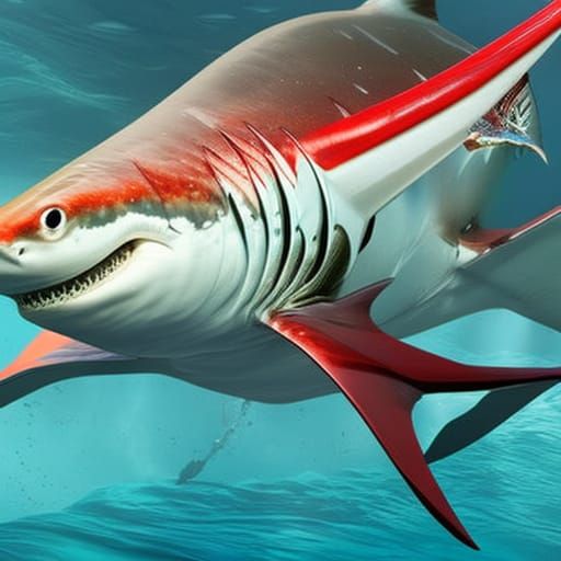 Hyperrealistic Great White Squid Shark Hybrid Concept Art