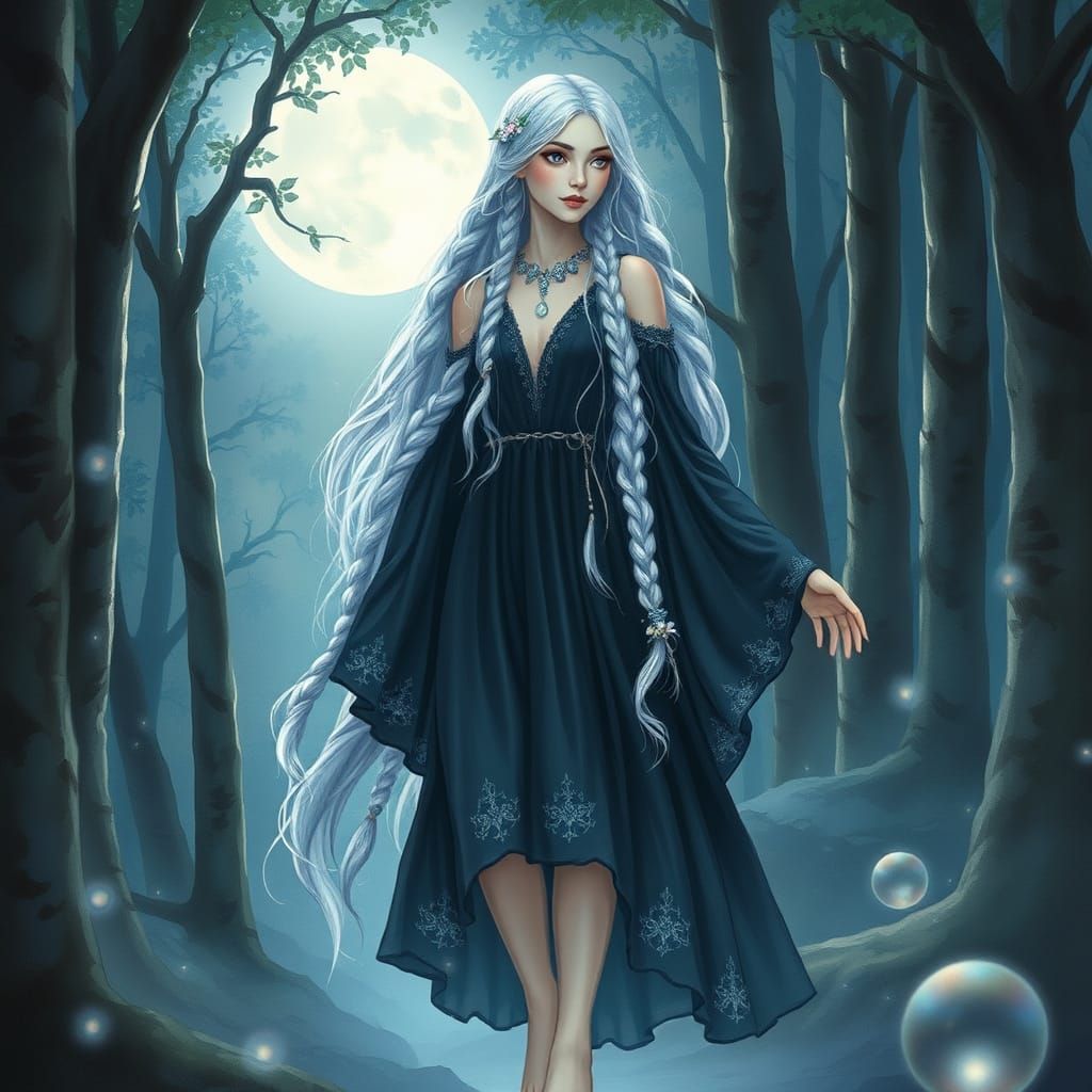 Mystical Sorceress of Dreams in Lunar Forest