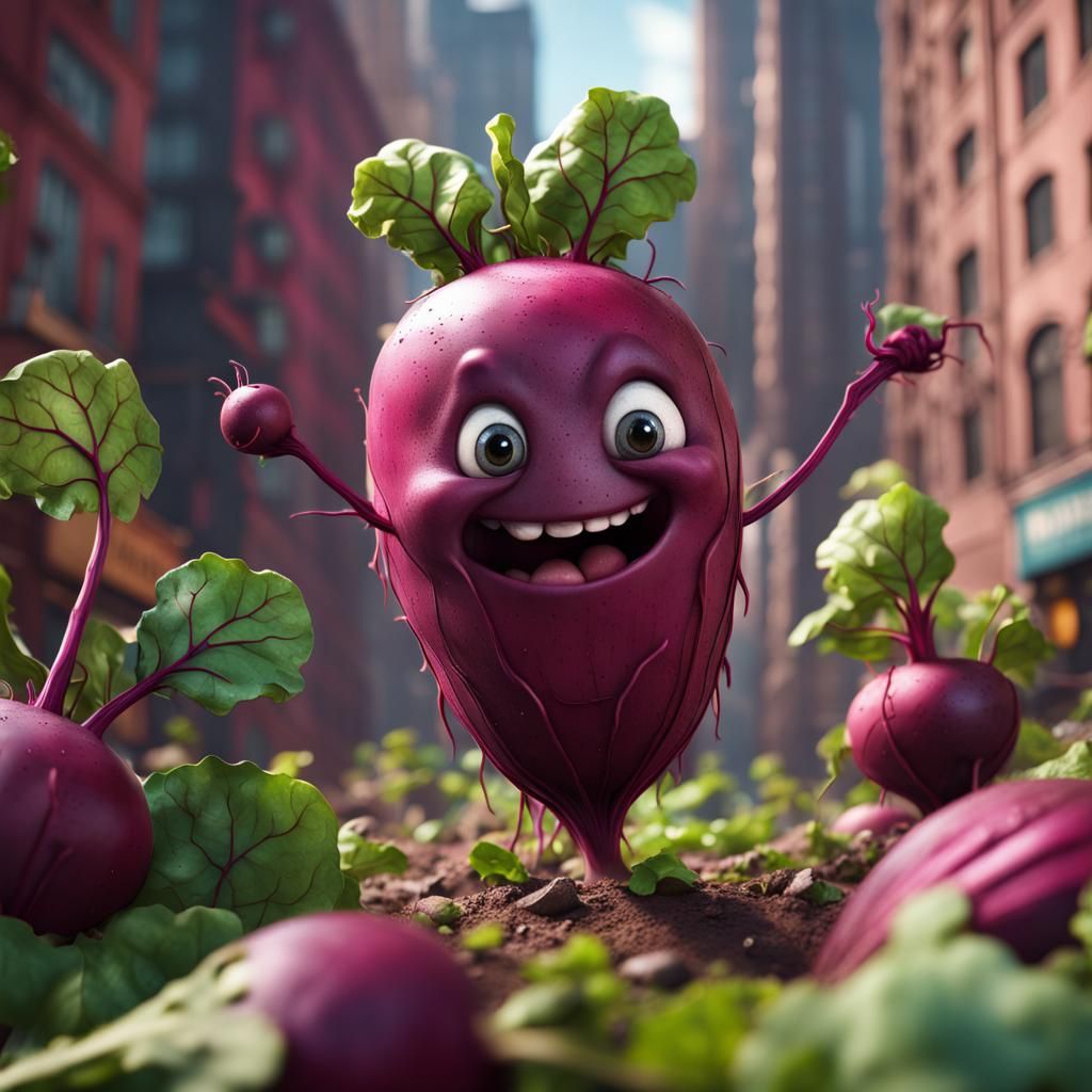 Smiling Beetroot in the City: Fantasy Concept Art